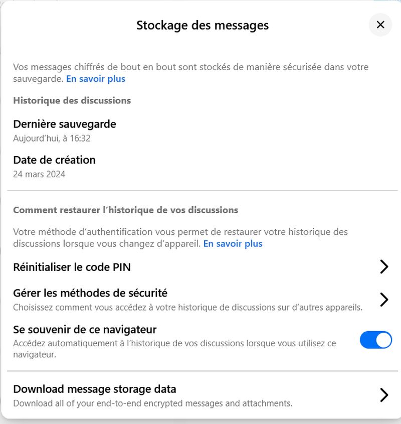 download message storage data 